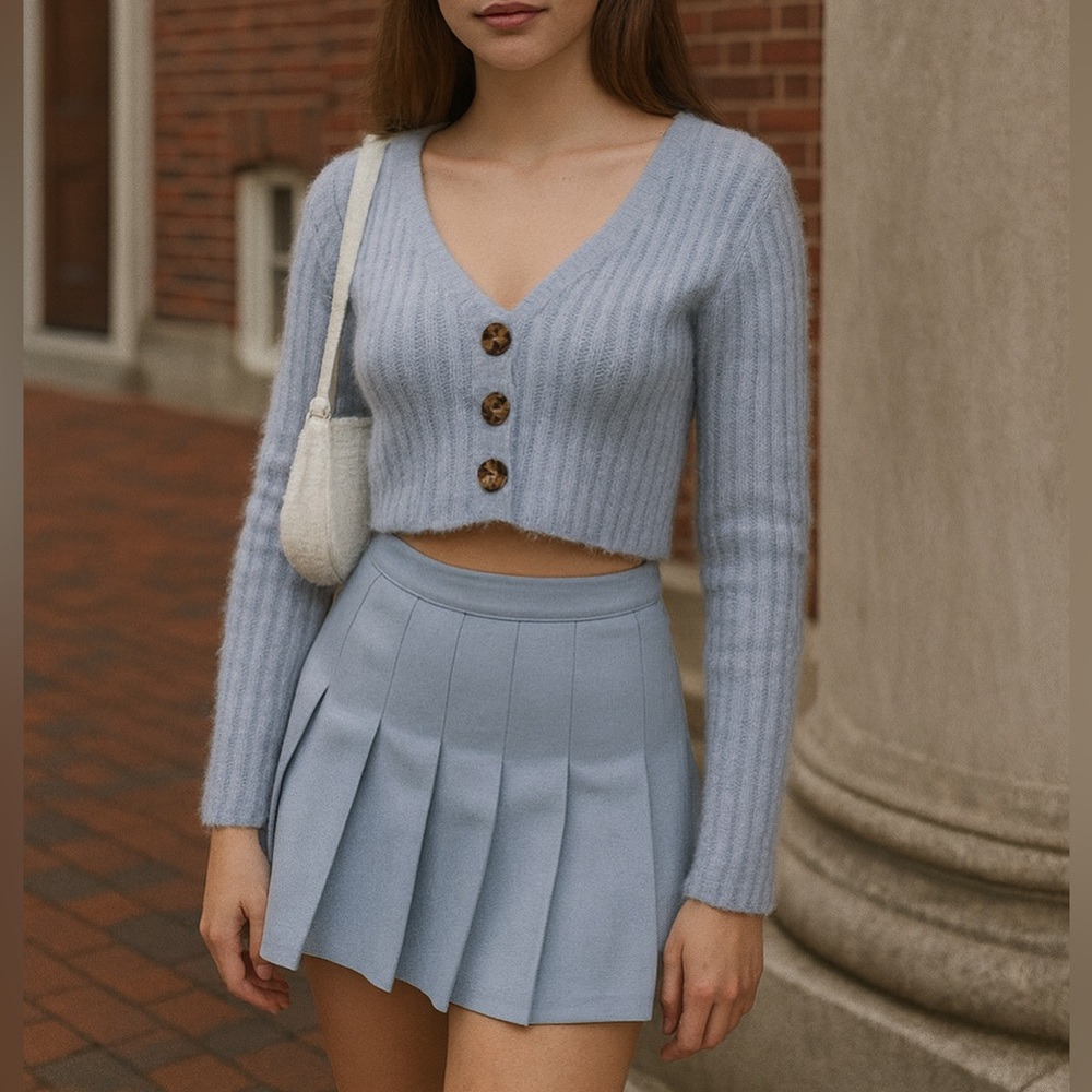 Urban Outfitters Soft Blue Cropped Cardigan Sz S